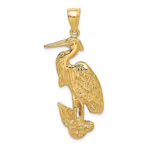 14k-textured-standing-egret-bird-charm-SolomonJeweler-Wichita-KS-CustomJewelry