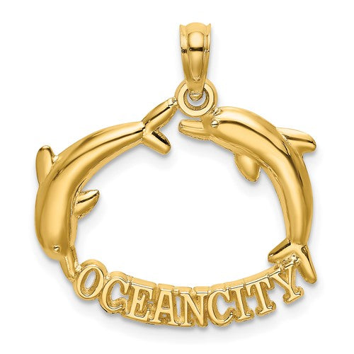 14k-polished-ocean-city-w-jumping-dolphins-charm-SolomonJeweler-Wichita-KS-CustomJewelry