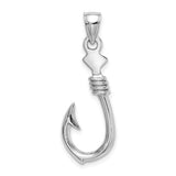 14k-white-gold-3-d-large-fish-hook-with-rope-charm-SolomonJeweler-Wichita-KS-CustomJewelry