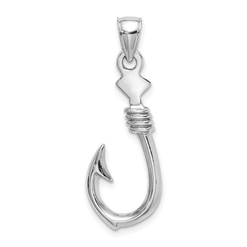 14k-white-gold-3-d-large-fish-hook-with-rope-charm-SolomonJeweler-Wichita-KS-CustomJewelry