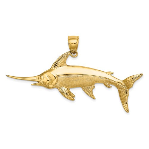 14k-3-d-polished-satin-swordfish-charm-SolomonJeweler-Wichita-KS-CustomJewelry