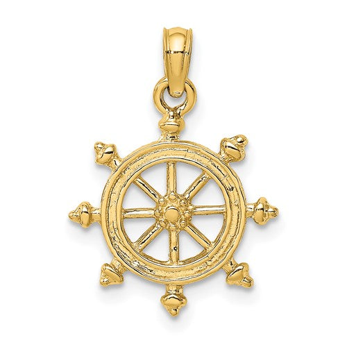 14k-2-d-textured-ship-wheel-charm-SolomonJeweler-Wichita-KS-CustomJewelry
