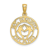 14k-st-george-island-w-dolphins-circle-charm-SolomonJeweler-Wichita-KS-CustomJewelry