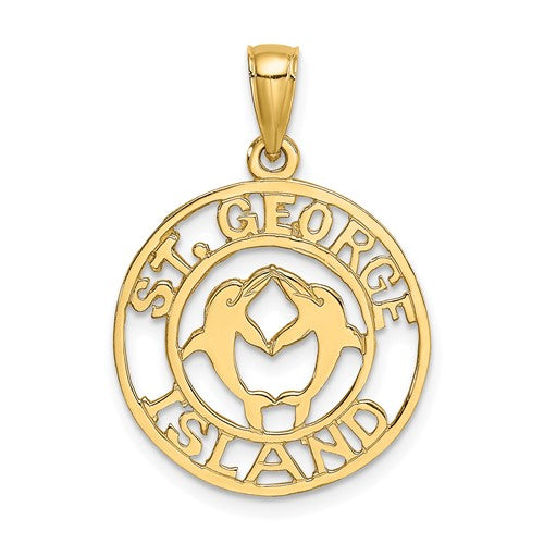 14k-st-george-island-w-dolphins-circle-charm-SolomonJeweler-Wichita-KS-CustomJewelry