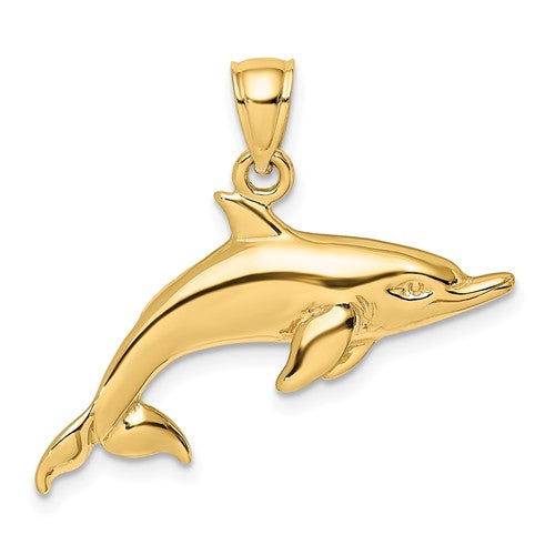 14k-polished-swimming-dolphin-charm-SolomonJeweler-Wichita-KS-CustomJewelry