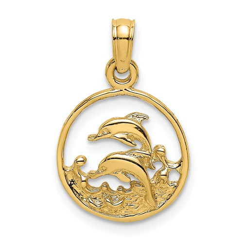 14k-two-dolphins-in-circle-charm-SolomonJeweler-Wichita-KS-CustomJewelry