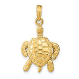 14K gold sea turtle charm with moveable head and legs, decorative pendant jewelry from Solomon Jewelers.