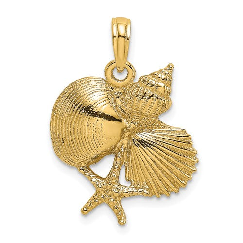 14k-textured-shell-cluster-and-starfish-charm-SolomonJeweler-Wichita-KS-CustomJewelry
