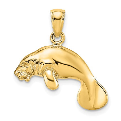 14k-3-d-polished-swimming-manatee-charm-SolomonJeweler-Wichita-KS-CustomJewelry