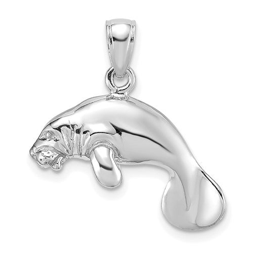 14k-white-gold-3-d-polished-swimming-manatee-charm-SolomonJeweler-Wichita-KS-CustomJewelry