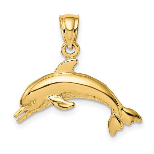 14k-textured-polished-dolphin-jumping-charm-SolomonJeweler-Wichita-KS-CustomJewelry