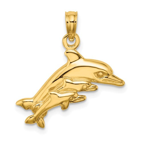 14k-dolphin-w-2-baby-dolphins-charm-SolomonJeweler-Wichita-KS-CustomJewelry