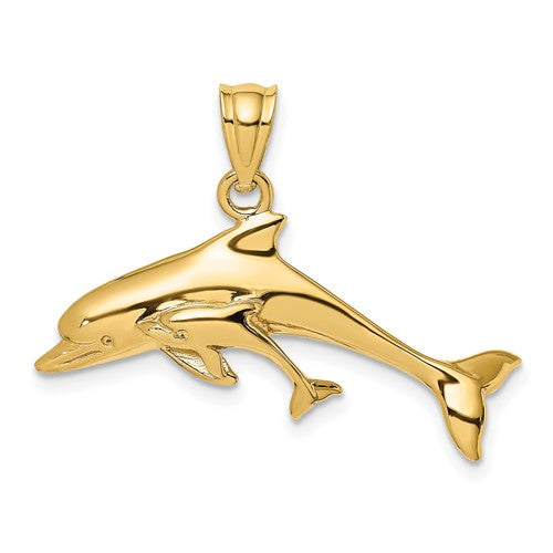 14k-polished-dolphin-and-baby-charm-SolomonJeweler-Wichita-KS-CustomJewelry