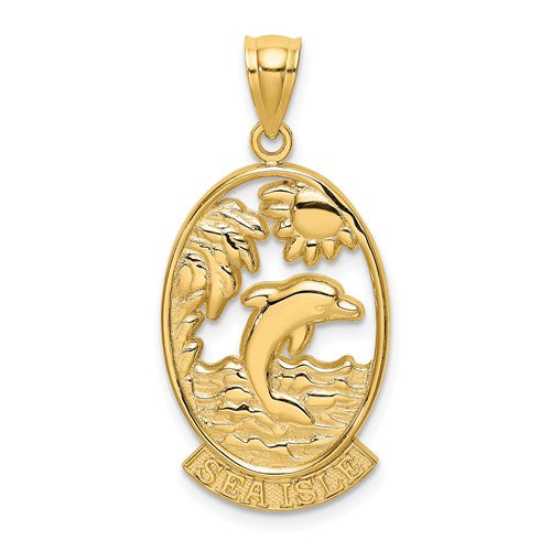 14k-sea-isle-w-dolphin-sunset-scene-charm-SolomonJeweler-Wichita-KS-CustomJewelry