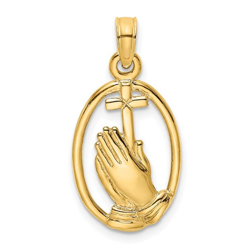 14k-praying-hands-and-cross-in-oval-charm-SolomonJeweler-Wichita-KS-CustomJewelry