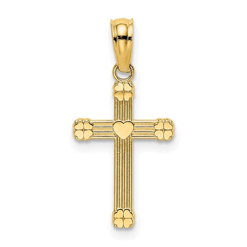 14k-textured-w-center-heart-small-cross-charm-SolomonJeweler-Wichita-KS-CustomJewelry