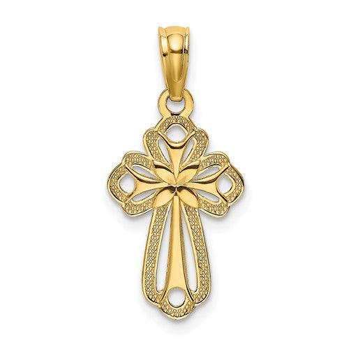 14k-cut-out-polished-and-textured-cross-charm-SolomonJeweler-Wichita-KS-CustomJewelry