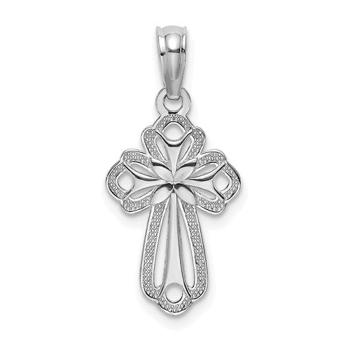 14k-white-gold-cut-out-polished-and-textured-cross-charm-SolomonJeweler-Wichita-KS-CustomJewelry