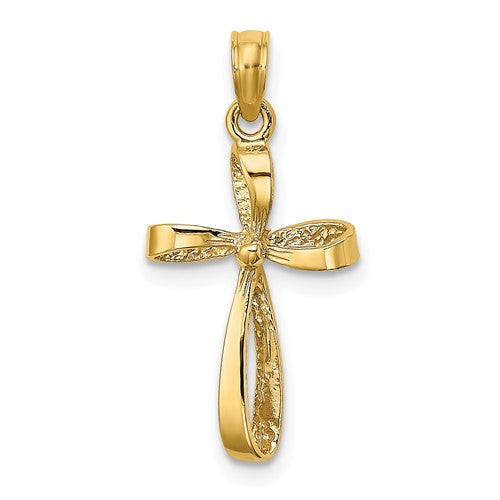 14k-3-d-engraved-polished-twisted-cross-charm-SolomonJeweler-Wichita-KS-CustomJewelry