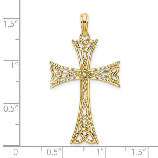 14K Polished Celtic Knot Cross Charm