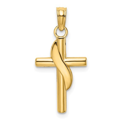14k-polished-w-banner-cross-charm-SolomonJeweler-Wichita-KS-CustomJewelry