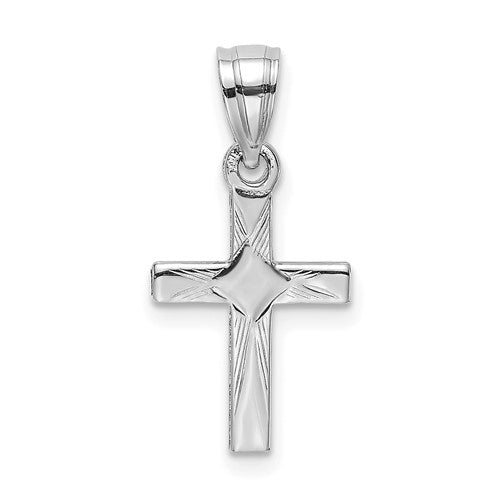 14k-white-gold-diamond-shape-center-mini-cross-charm-SolomonJeweler-Wichita-KS-CustomJewelry