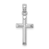 14K white gold polished cross charm pendant, detailed religious jewelry piece from Solomon Jewelers.