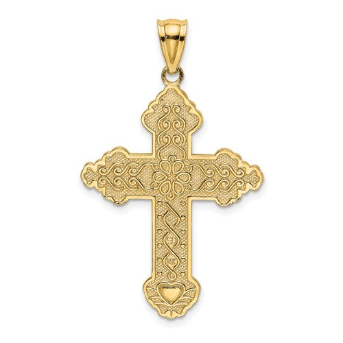14k-flower-center-scroll-cross-charm-SolomonJeweler-Wichita-KS-CustomJewelry