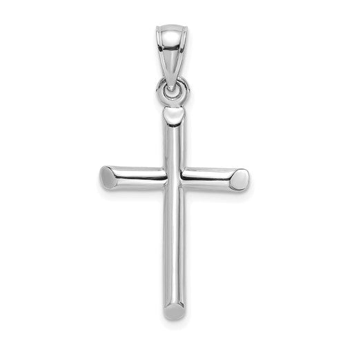 14k-white-gold-polished-cylinder-cross-charm-SolomonJeweler-Wichita-KS-CustomJewelry