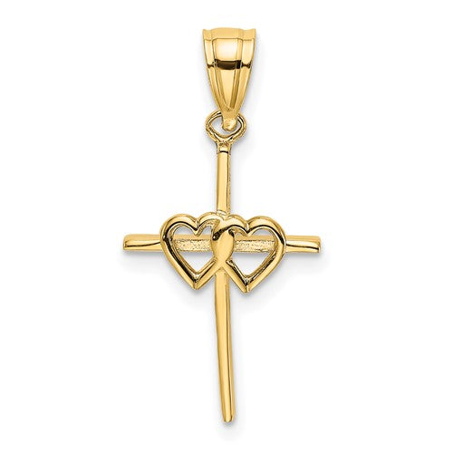 14k-polished-double-hearts-on-stick-cross-charm-SolomonJeweler-Wichita-KS-CustomJewelry