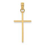 14K gold 3D and polished stick cross charm pendant, detailed religious jewelry piece from Solomon Jewelers.