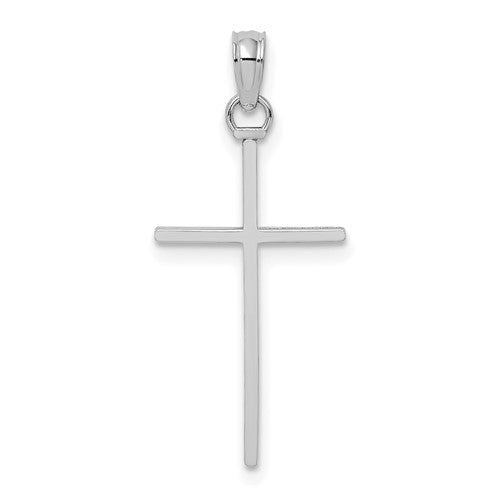 14k-white-gold-3-d-and-polished-stick-cross-charm-SolomonJeweler-Wichita-KS-CustomJewelry