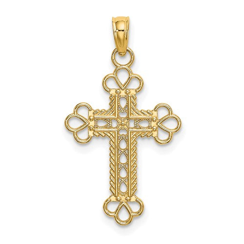 14k-textured-and-cut-out-w-rope-frame-block-cross-charm-SolomonJeweler-Wichita-KS-CustomJewelry