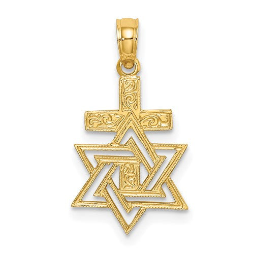 14k-polished-engraved-star-of-david-and-cross-charm-SolomonJeweler-Wichita-KS-CustomJewelry