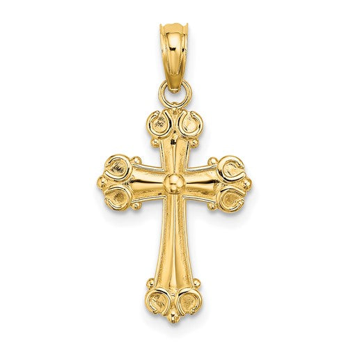 14k-cross-w-scroll-tips-and-button-center-charm-SolomonJeweler-Wichita-KS-CustomJewelry