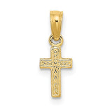14k-polished-and-engraved-mini-cross-charm-SolomonJeweler-Wichita-KS-CustomJewelry
