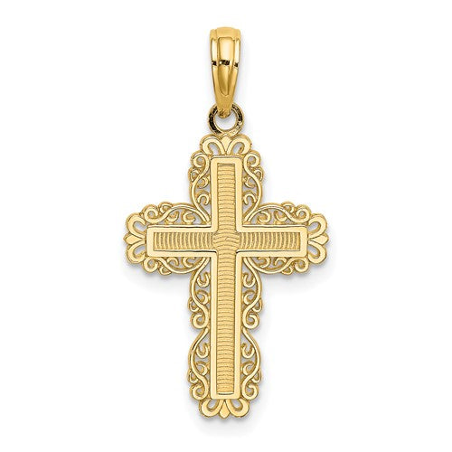 14k-textured-w-lace-trim-cross-charm-SolomonJeweler-Wichita-KS-CustomJewelry