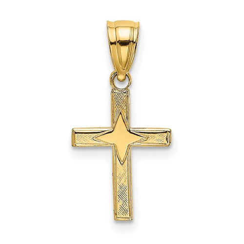 14k-polished-w-star-pattern-mini-cross-charm-SolomonJeweler-Wichita-KS-CustomJewelry