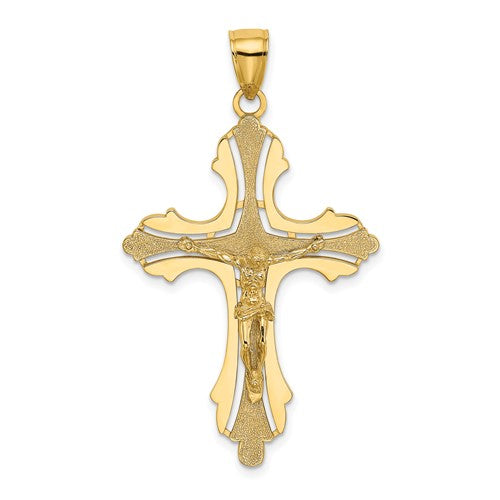 14k-textured-cut-out-crucifix-w-budded-tips-charm-SolomonJeweler-Wichita-KS-CustomJewelry