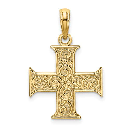 14k-greek-cross-with-swirl-design-charm-SolomonJeweler-Wichita-KS-CustomJewelry