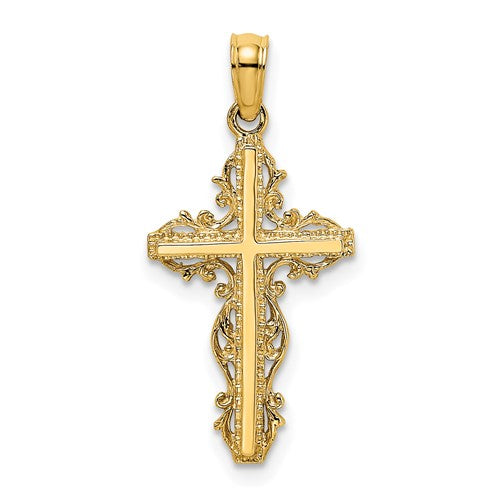 14k-stick-cross-w-lace-trim-charm-SolomonJeweler-Wichita-KS-CustomJewelry