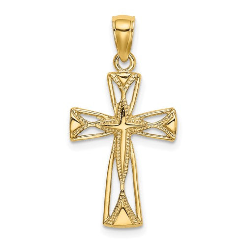 14k-polished-cut-out-design-cross-charm-SolomonJeweler-Wichita-KS-CustomJewelry