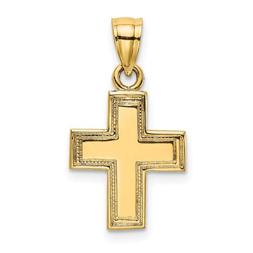 14k-polished-and-textured-cross-charm-SolomonJeweler-Wichita-KS-CustomJewelry