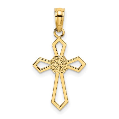 14k-cut-out-and-flat-cross-w-flower-charm-SolomonJeweler-Wichita-KS-CustomJewelry