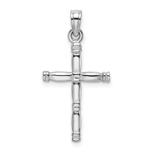 14k-white-gold-3-d-polished-cross-charm-SolomonJeweler-Wichita-KS-CustomJewelry