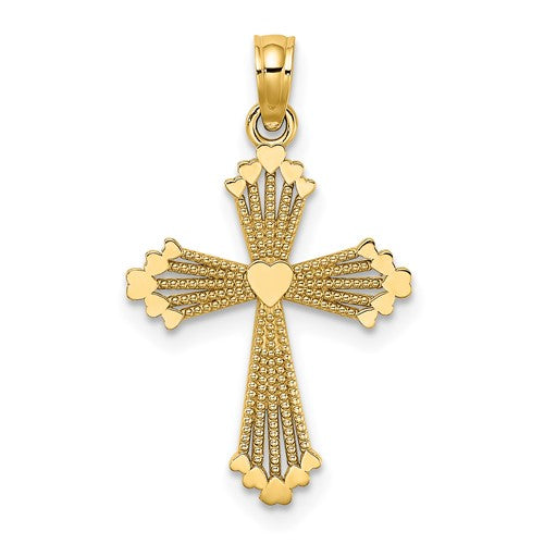 14k-cut-out-stripes-cross-w-heart-charm-SolomonJeweler-Wichita-KS-CustomJewelry