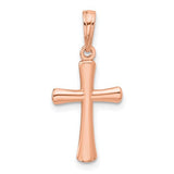 14k-rose-gold-polished-beveled-cross-w-round-tips-charm-SolomonJeweler-Wichita-KS-CustomJewelry