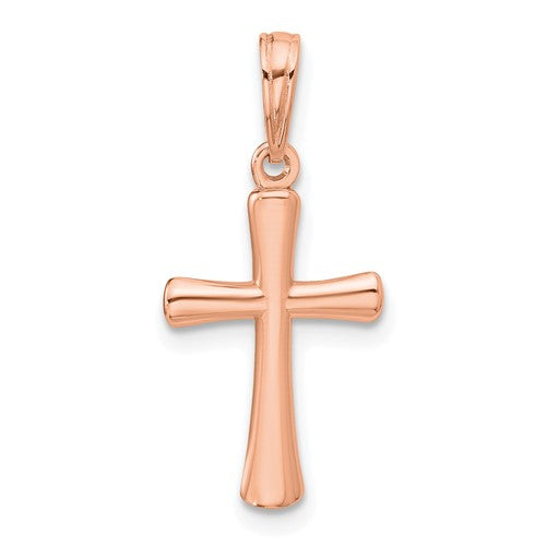 14k-rose-gold-polished-beveled-cross-w-round-tips-charm-SolomonJeweler-Wichita-KS-CustomJewelry