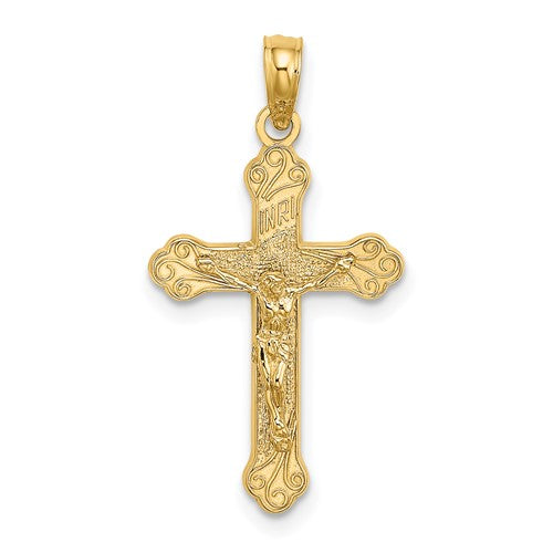 14k-inri-crucifix-w-scroll-tips-charm-SolomonJeweler-Wichita-KS-CustomJewelry