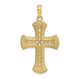 14k-textured-and-cut-out-cross-charm-SolomonJeweler-Wichita-KS-CustomJewelry